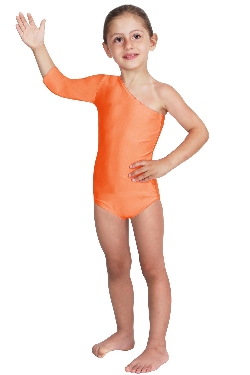 BODY DANZA LYCRA MONOSPALLA MANICA TRE QUARTI ARANCIONE BABY